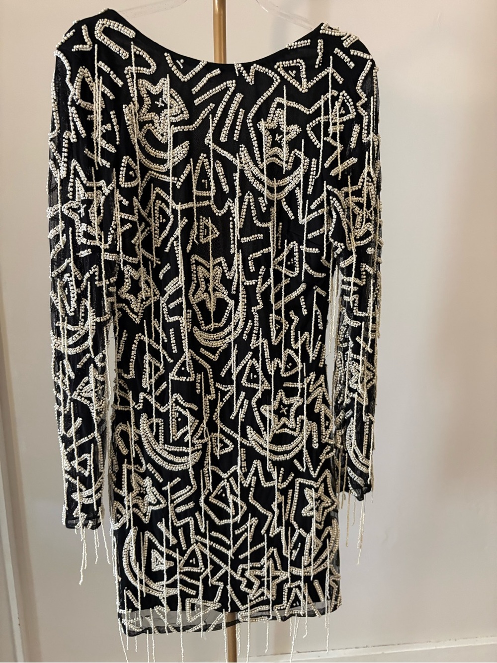 Nasty Gal Black Dress with Pearl Beaded Embellishment